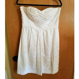 Suzi Chin Strapless White Cocktail Dress